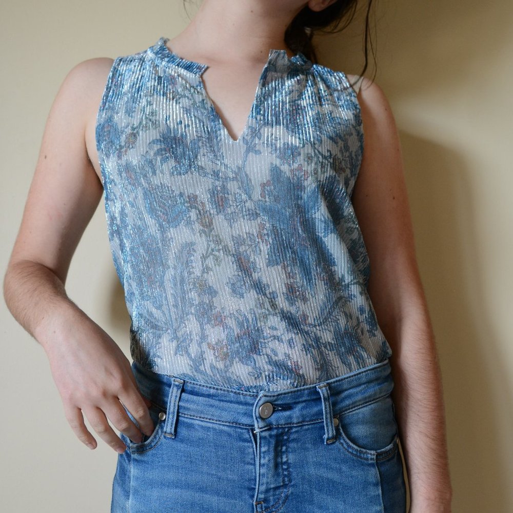 Vanessa Virginia shimmery blue top Anthropologie S